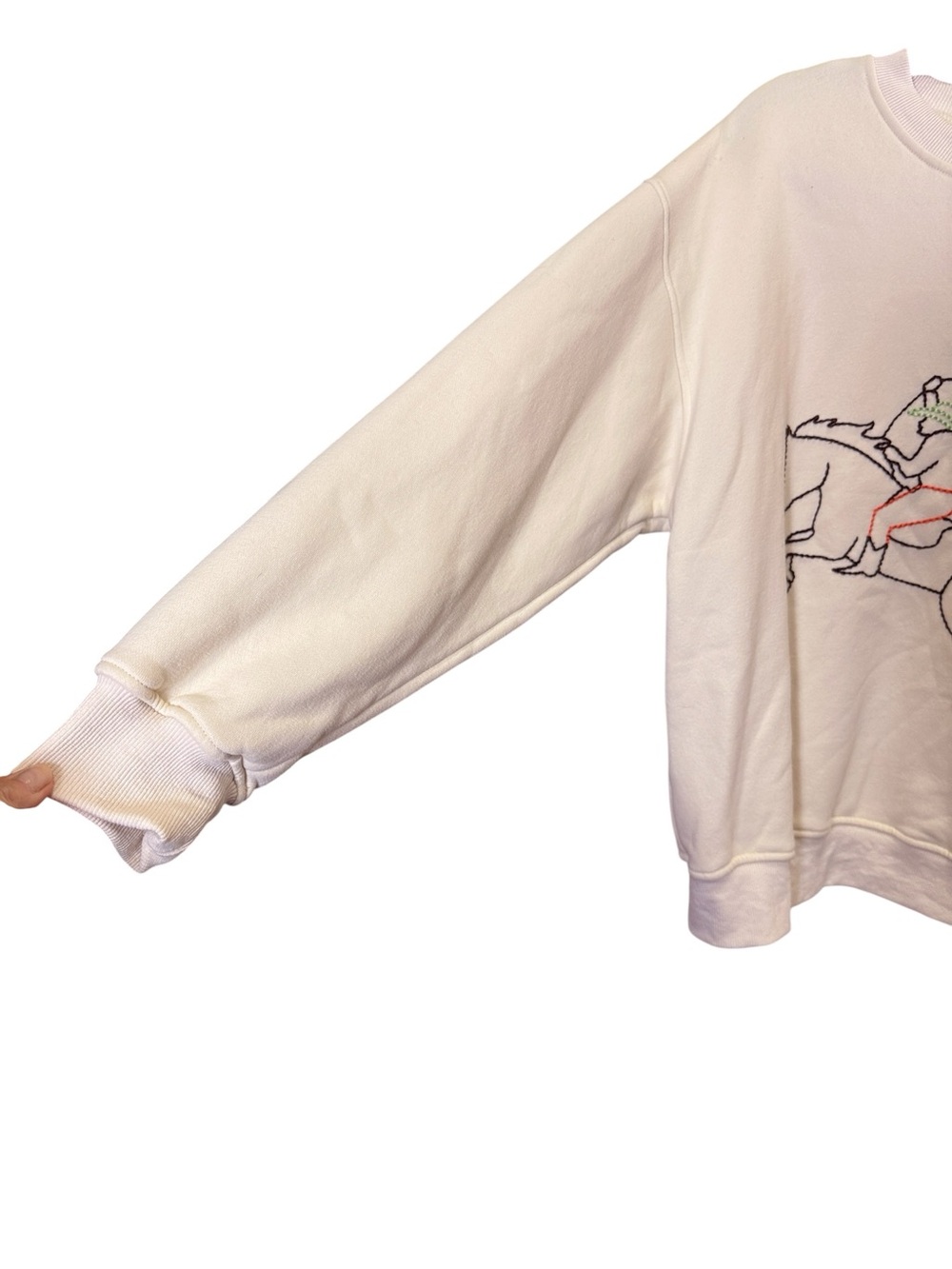 Bailey Rose Women’s Cream Crewneck Sweatshirt Embroidered Western Motif Sz M - Picture 2 of 8